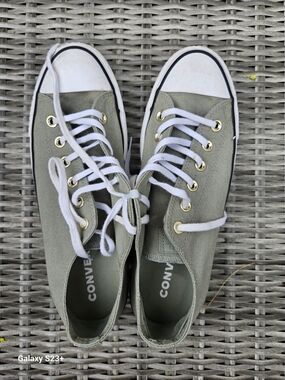 Converse Olive Green Low-Top Canvas Sneakers with White Accents